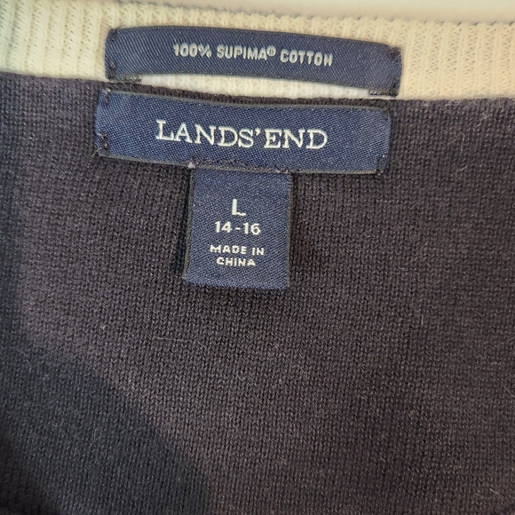 Lands' End Supima Cotton Sweater - Black and Cream - Picture 5 of 6